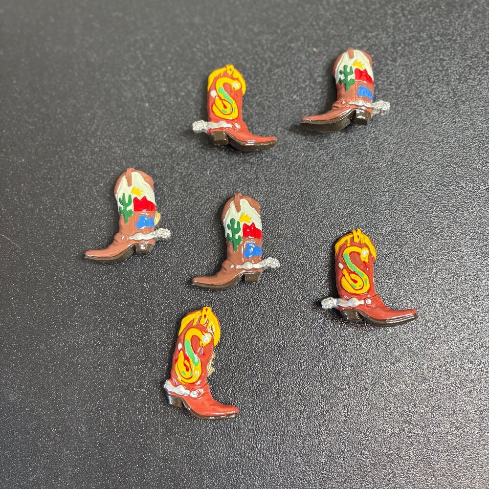 Set of 6 Vintage Whimsical Western Boot Button Covers